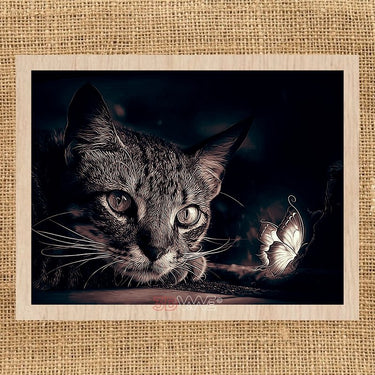 CAT AND BUTTERFLY laser-ready grayscale file 3DWave.us